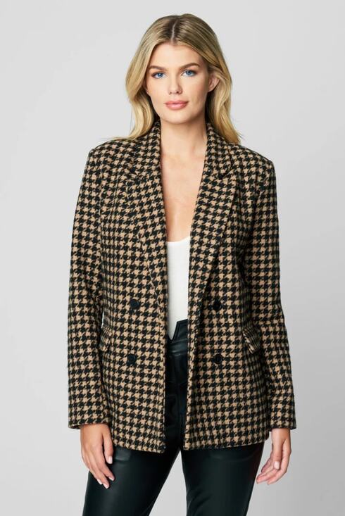 Blank NYC Jackets & Blazers - Blank NYC Book Club Double Breasted Houndstooth Blazer Jacket Size Large